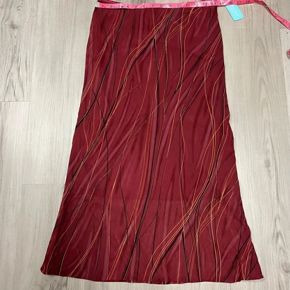 Forever 21 A line skirt sz L Rust red sheer Vintage new with tags Dark Academia